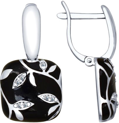 Серебряные серьги SOKOLOV 94022576 с эмалью, фианитами