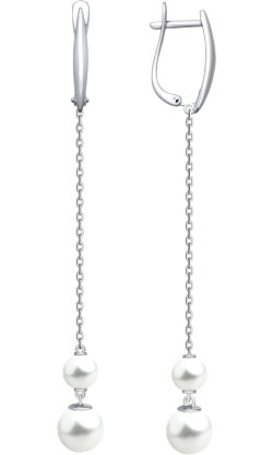 Серебряные длинные серьги SOKOLOV 94022779 с жемчугом, жемчугом Swarovski