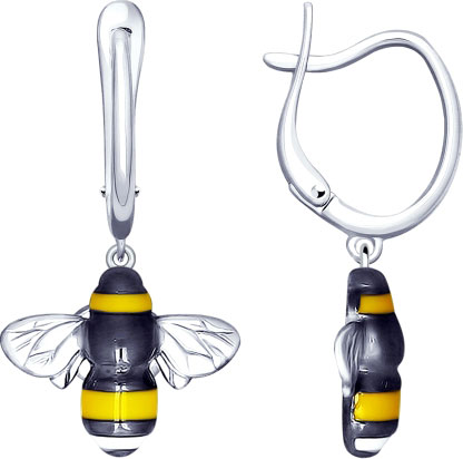 Серебряные серьги с подвесками SOKOLOV 94022838 с эмалью