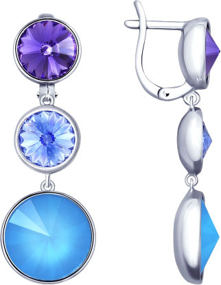 Серебряные длинные серьги с подвесками SOKOLOV 94022881 с кристаллами Swarovski