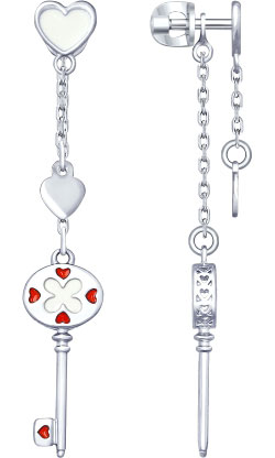 Серебряные длинные серьги с подвесками SOKOLOV 94023001 с эмалью