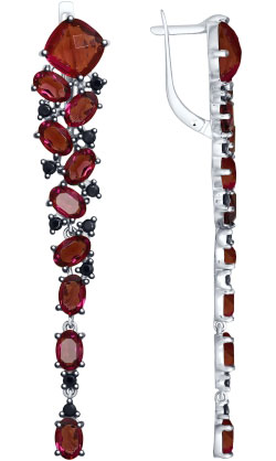 Серебряные длинные серьги SOKOLOV 94023042 с кристаллами Swarovski, черными фианитами