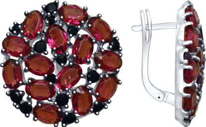 Серебряные серьги SOKOLOV 94023044 с кристаллами Swarovski, черными фианитами