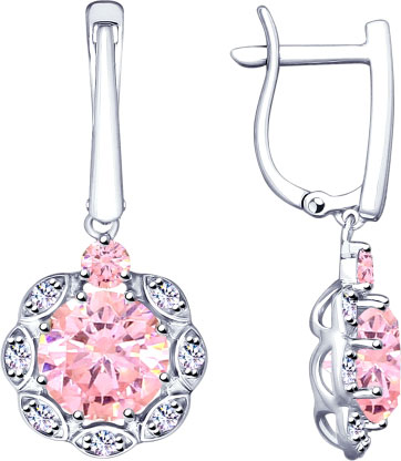 Серебряные серьги с подвесками SOKOLOV 94023080 с фианитами