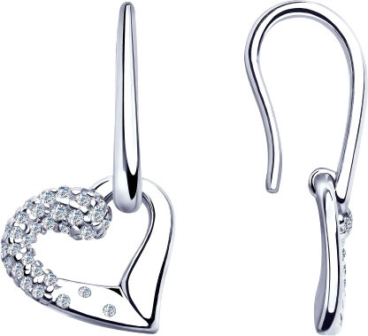 Серебряные серьги с подвесками SOKOLOV 94023330 с фианитами