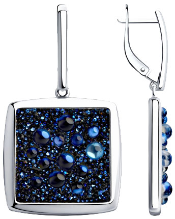 Серебряные серьги с подвесками SOKOLOV 94023809 с кристаллами Swarovski