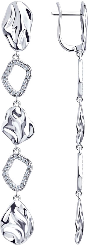 Серебряные длинные серьги с подвесками SOKOLOV 94023835 с фианитами