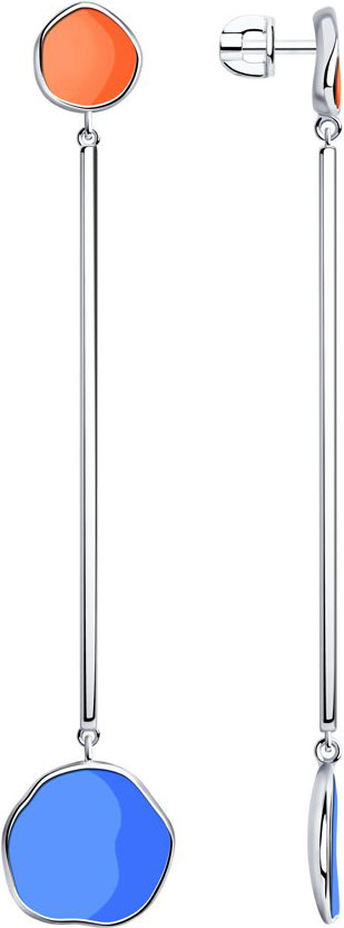 Серебряные серьги с подвесками SOKOLOV 94024050 с эмалью