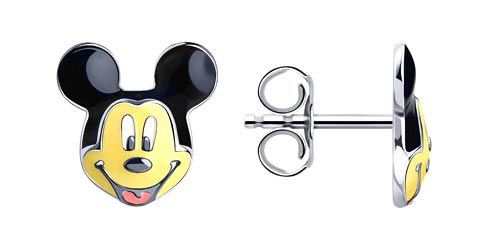 Детские серебряные серьги-пусеты SOKOLOV 94024254_s c эмалью