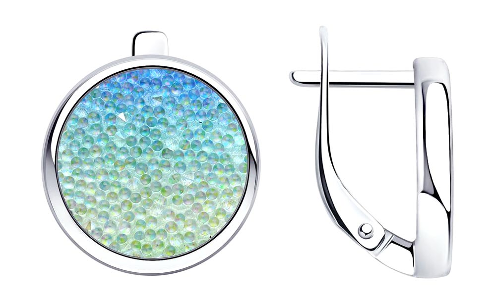 Серебряные серьги круглые SOKOLOV 94024499 с кристаллами Swarovski