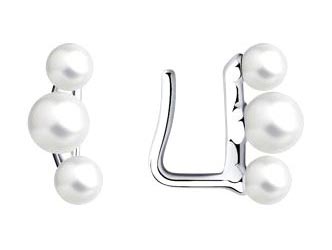 Серебряные серьги клаймберы SOKOLOV 94024747 с жемчугом