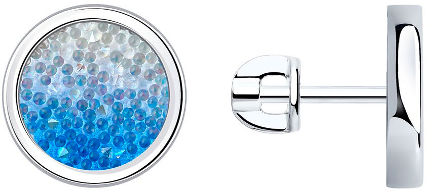 Серебряные серьги пусеты SOKOLOV 94024771 с кристаллами Swarovski