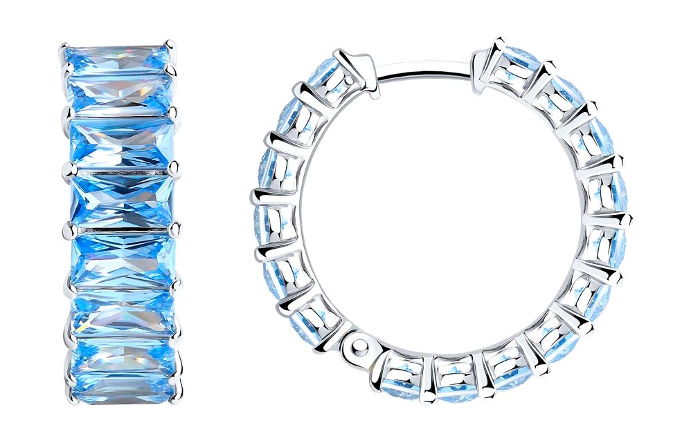 Серебряные серьги кольца SOKOLOV 94025318 с фианитами