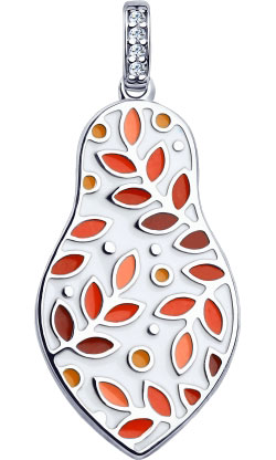 Серебряный кулон ''Матрешка'' SOKOLOV 94032235 с эмалью, фианитами