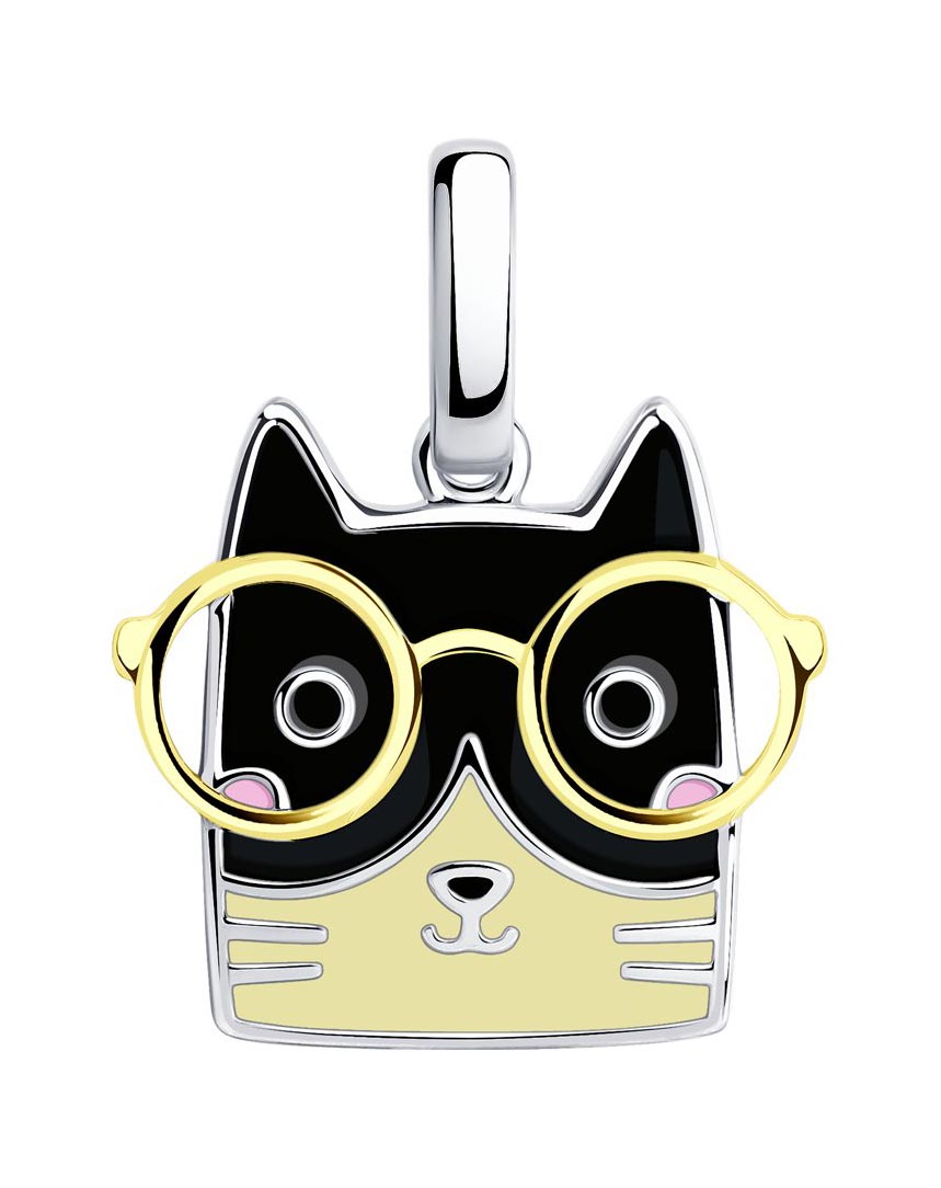 Серебряный кулон ''Кошка'' SOKOLOV 94032580 с эмалью