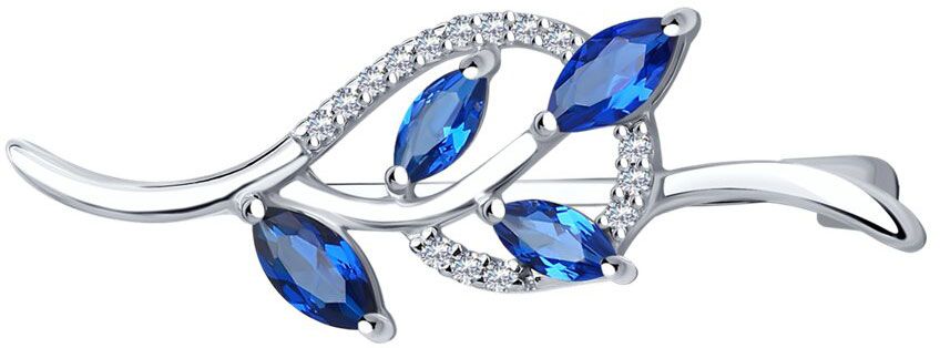 Серебряная брошь SOKOLOV 94040069 с фианитами