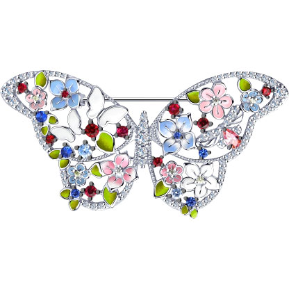 Серебряная брошь SOKOLOV 94040166 с корундом, фианитами
