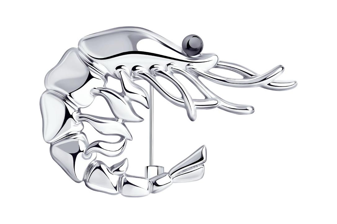 Серебряная брошь ''Креветка'' SOKOLOV 94040198