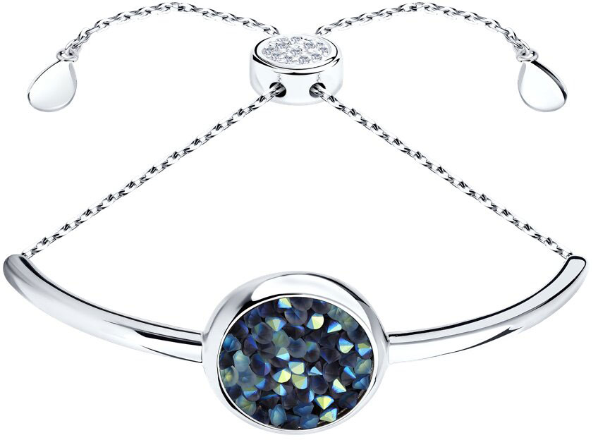 Серебряный браслет цепь SOKOLOV 94050409 с кристаллами Swarovski