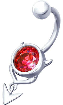 Серебряная серьга для пирсинга пупка SOKOLOV 94060085 с фианитом