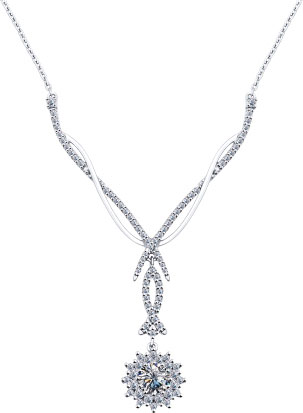 Серебряное колье цепь с подвесками SOKOLOV 94070065 с фианитами