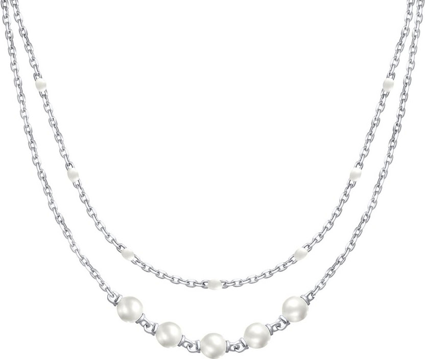 Серебряное колье цепь SOKOLOV 94070133 с жемчугом Swarovski