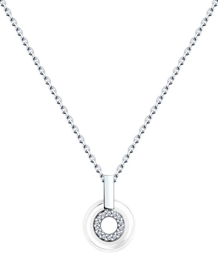 Серебряное колье с подвеской SOKOLOV 94070628 с керамикой, фианитами