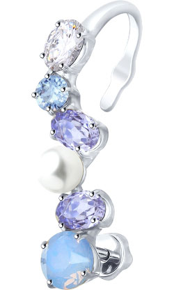 Серебряные серьги-каффы SOKOLOV 94170070 с жемчугом Swarovski, кристаллами Swarovski