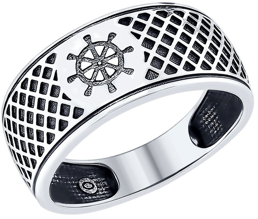 Мужское серебряное кольцо ''Штурвал''  SOKOLOV 95010094