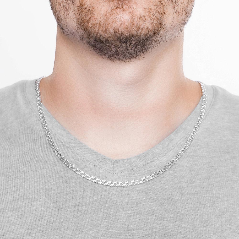 Мужская серебряная цепочка на шею SOKOLOV 968140804 с плетением бисмарк —купить в AllTime.ru — фото