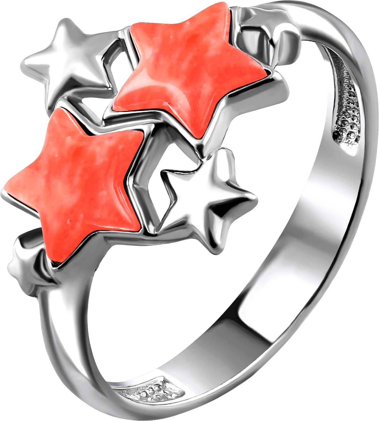 Серебряное кольцо ''Звезды'' Darvin 120N21071AA с кораллами