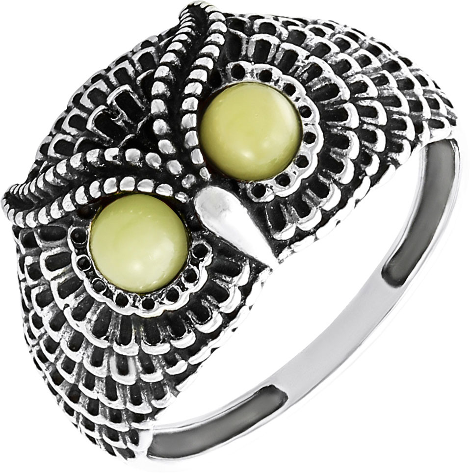 Серебряное кольцо ''Сова'' Darvin 920034135AA с янтарем