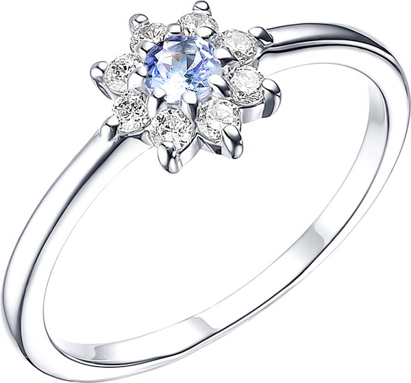Серебряное кольцо ДАР K-4068RS46400 с танзанитом, фианитами