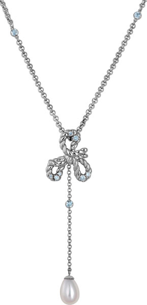 Серебряная подвеска Algenda SET3-P c жемчугом, топазом