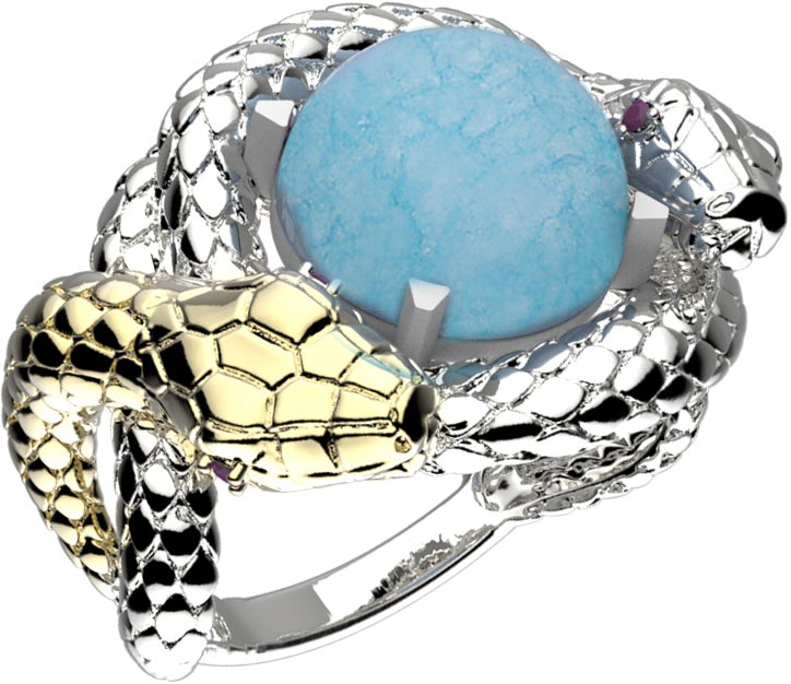 Женский серебряный перстень ''Змеи'' Spika Gold 10486-082-08 с кварцем, фианитами