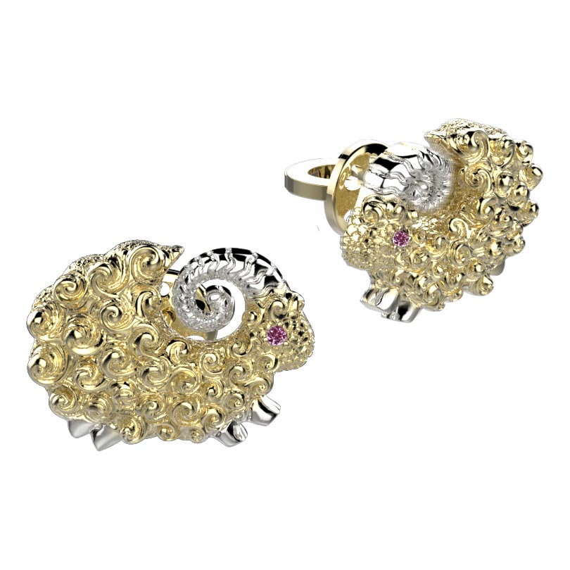 Серебряные серьги-пусеты Spika Gold 20421-067-08 c рубином