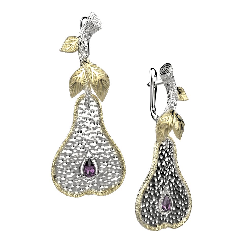 Серебряные серьги Spika Gold 20499-066-08 c родолитом