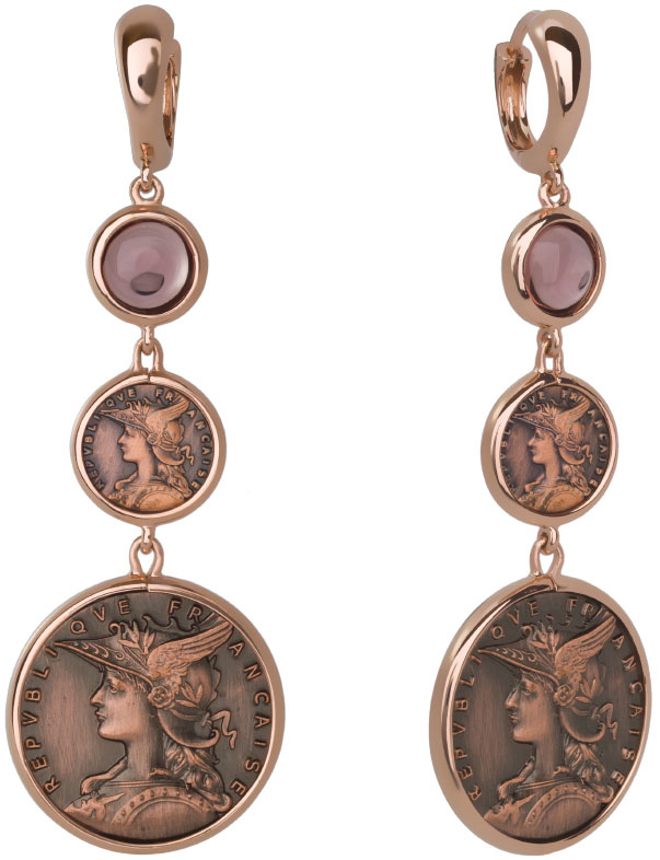 Серебряные серьги с подвесками круглые ''Монета'' STYLE AVENUE COINE247-3 с кварцем