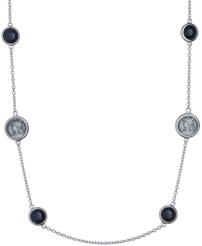Серебряное колье цепь ''Монета'' STYLE AVENUE COINN248-2 с агатом