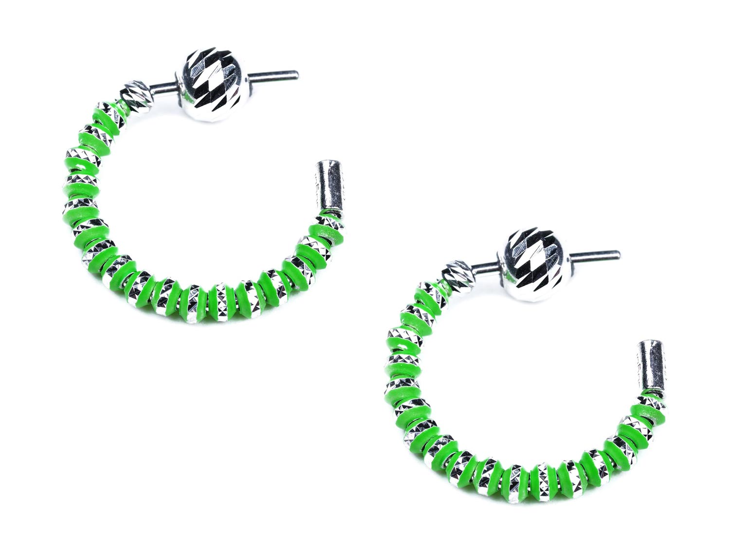 Серебряные серьги полукольца Sugar SG01020-ZELENYJ с эмалью