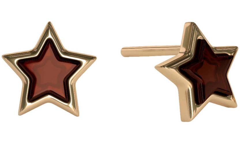 Серебряные серьги пусеты-гвоздики Sun Stone E10010-1ZK с янтарем