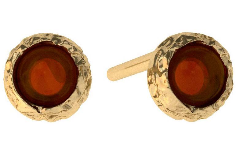 Серебряные серьги пусеты-гвоздики Sun Stone E20001ZK с янтарем