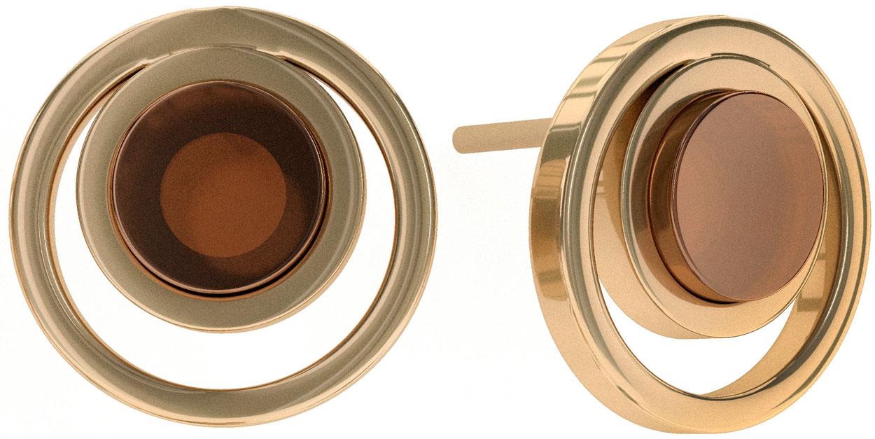 Серебряные серьги пусеты-гвоздики Sun Stone E9171ZK с янтарем