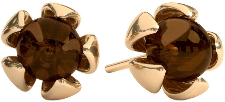 Серебряные серьги пусеты-гвоздики Sun Stone E9221ZK с янтарем