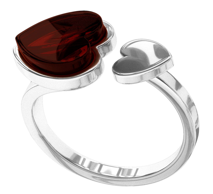 Серебряное открытое кольцо Sun Stone R9201RV с янтарем