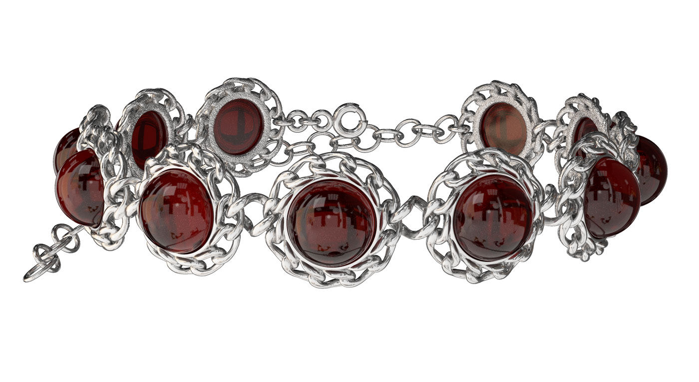 Серебряный браслет Sun Stone W22012RV с янтарем
