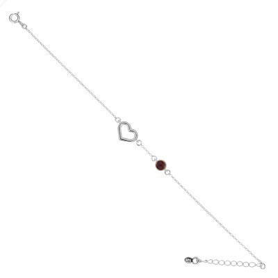 Серебряный браслет цепь с подвесками Sun Stone W3181RV с янтарем