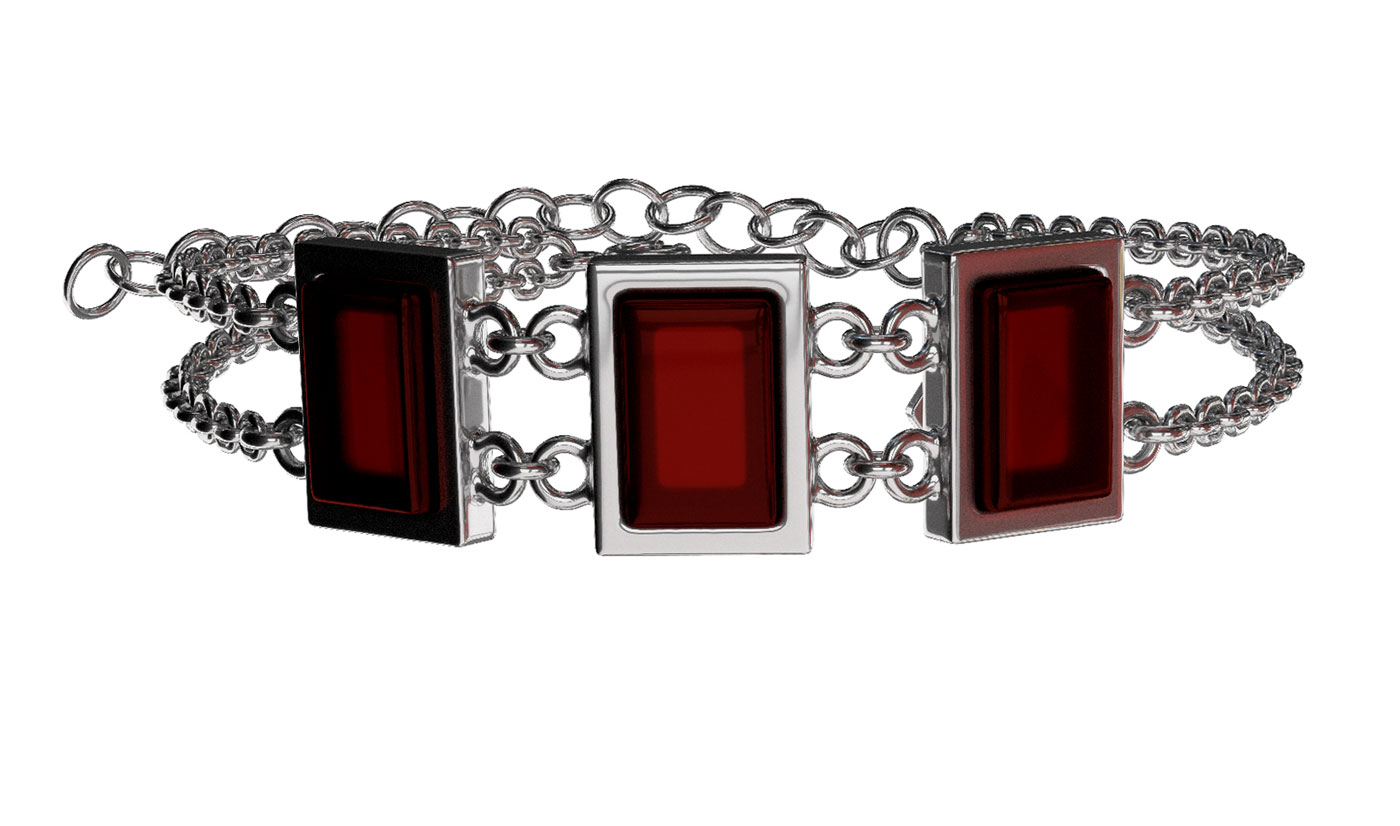 Серебряный браслет Sun Stone W9075RV с янтарем