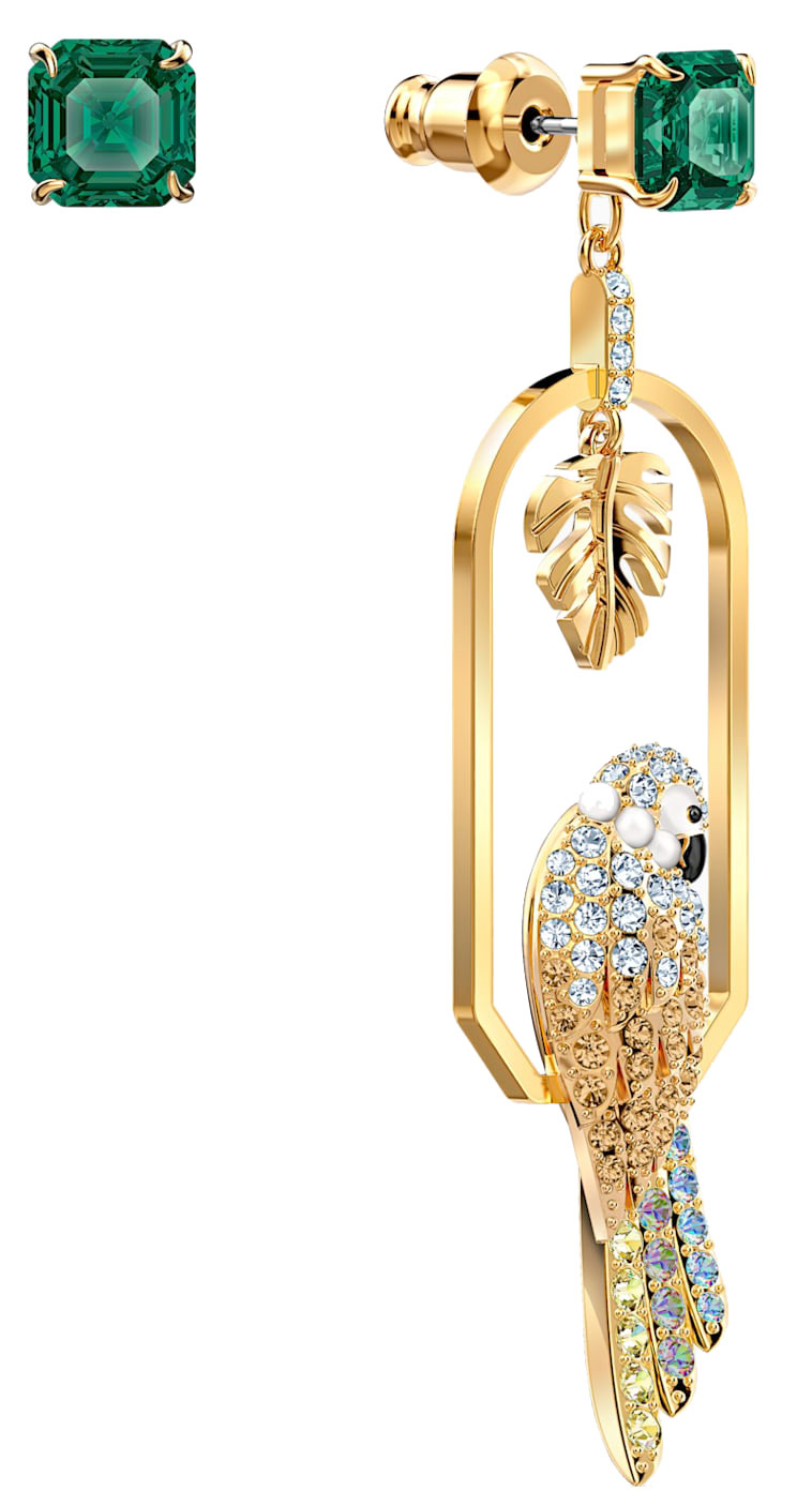 Серьги с подвеской ''Попугай'' Swarovski Tropical 5519255 с жемчугом