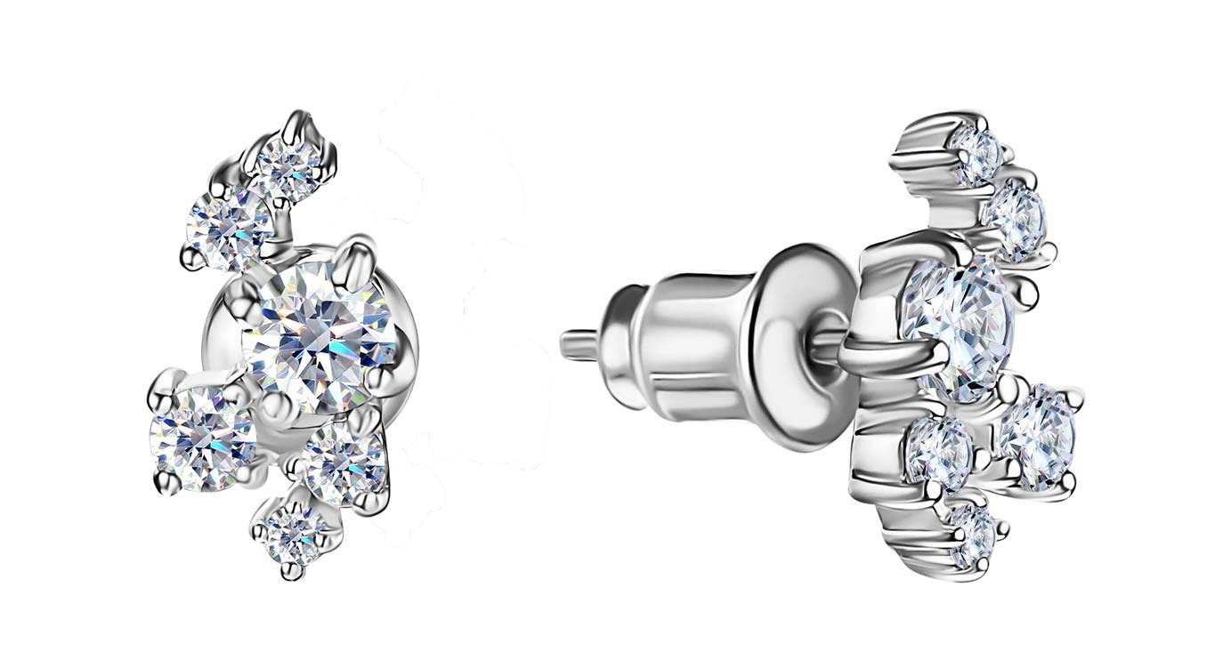 Серебряные серьги пусеты-гвоздики Terekhova jeweler TJUSES0FB000018 с фианитами